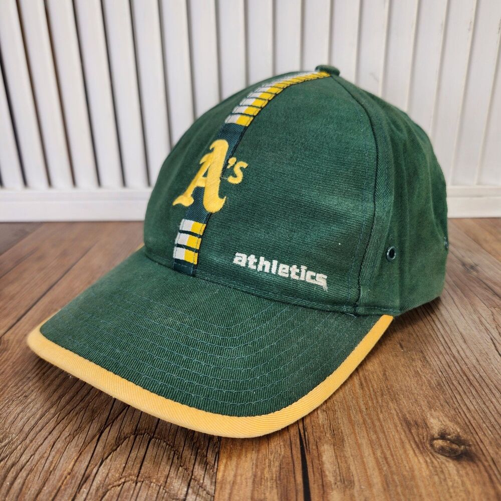 VTG Logo 7 Oakland Athletics A's Strapback Hat Green Yellow MLB 90s Baseball Cap